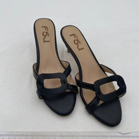 FSJ Women Slip On Mules Summer Open Toe Kitten Low Heel Sandal Ladies Casual Com - Picture 3 of 7